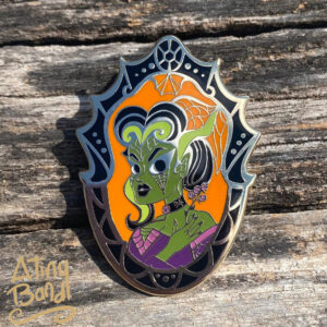 Spidery Lady Amaranth Crescent Enamel Pin